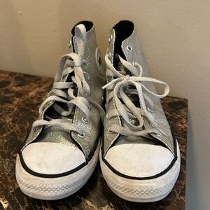 Converse Silver High-Top Sneakers - size 3